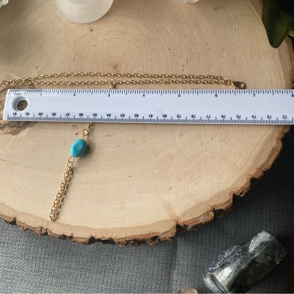 Gorgeous, Dainty Genuine Arizona Turquoise & Gold Plated Slave Bracelet - Picture 9 of 11